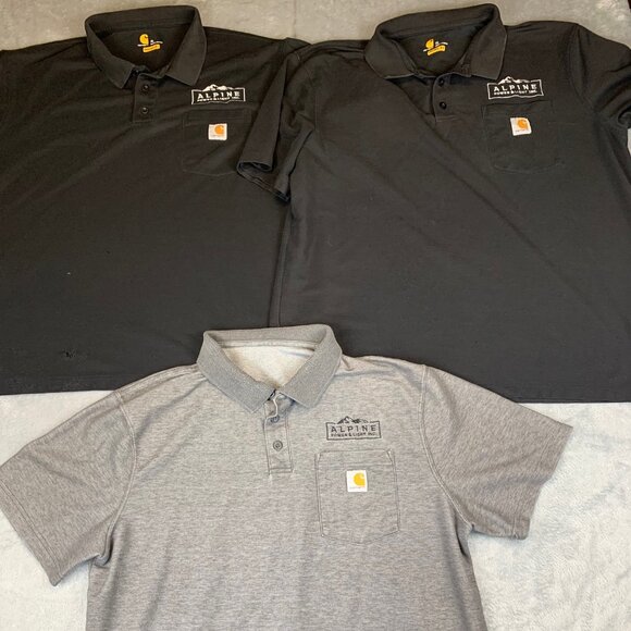 Carhartt Polo Shirt Lot XL Black Gray Workwear Pocket Collared Logo - Picture 1 of 8